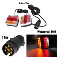 Kit d'éclairage de remorque 12V 16 LED avec prise 7 broches de 10m, feux arrière stop, clignotants et éclairage de plaque d'immatriculation pour camion et camping-car