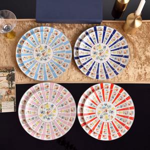Assiette à fruits en porcelaine de style européen, série rose de luxe, à pied haut, écologique, 8+10 pouces, pour un usage domestique et pour offrir en cadeau - Product Image 1