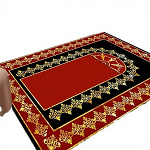 Alfombra de Oración de Lujo Musulmana, Dorada con Diamantes, Base de Espuma, Felpa Suave Premium, Poliéster, Hecha a Máquina, Pelo Corto, Lavable, para Viaje - Product Image 4
