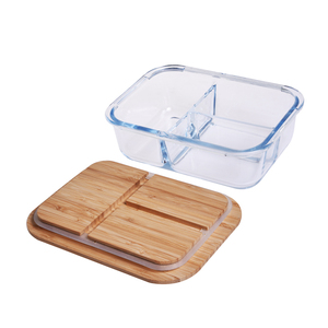 Boîtes de préparation des repas en verre borosilicate haute résistance avec séparateur, stockage alimentaire rectangulaire avec couvercle en PP et <span class=keywords><strong>joint</strong></span> en silicone - Product Image 2