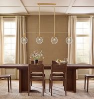 Lustre Globe en verre à 3 lumières de style industriel linéaire de 39 pouces avec plusieurs options de taille de finition pour salle à manger et salon