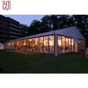 Tente de réception extérieure en aluminium 5x10 avec structure en PVC et parois vitrées pour mariages et événements hivernaux - Product Image 1
