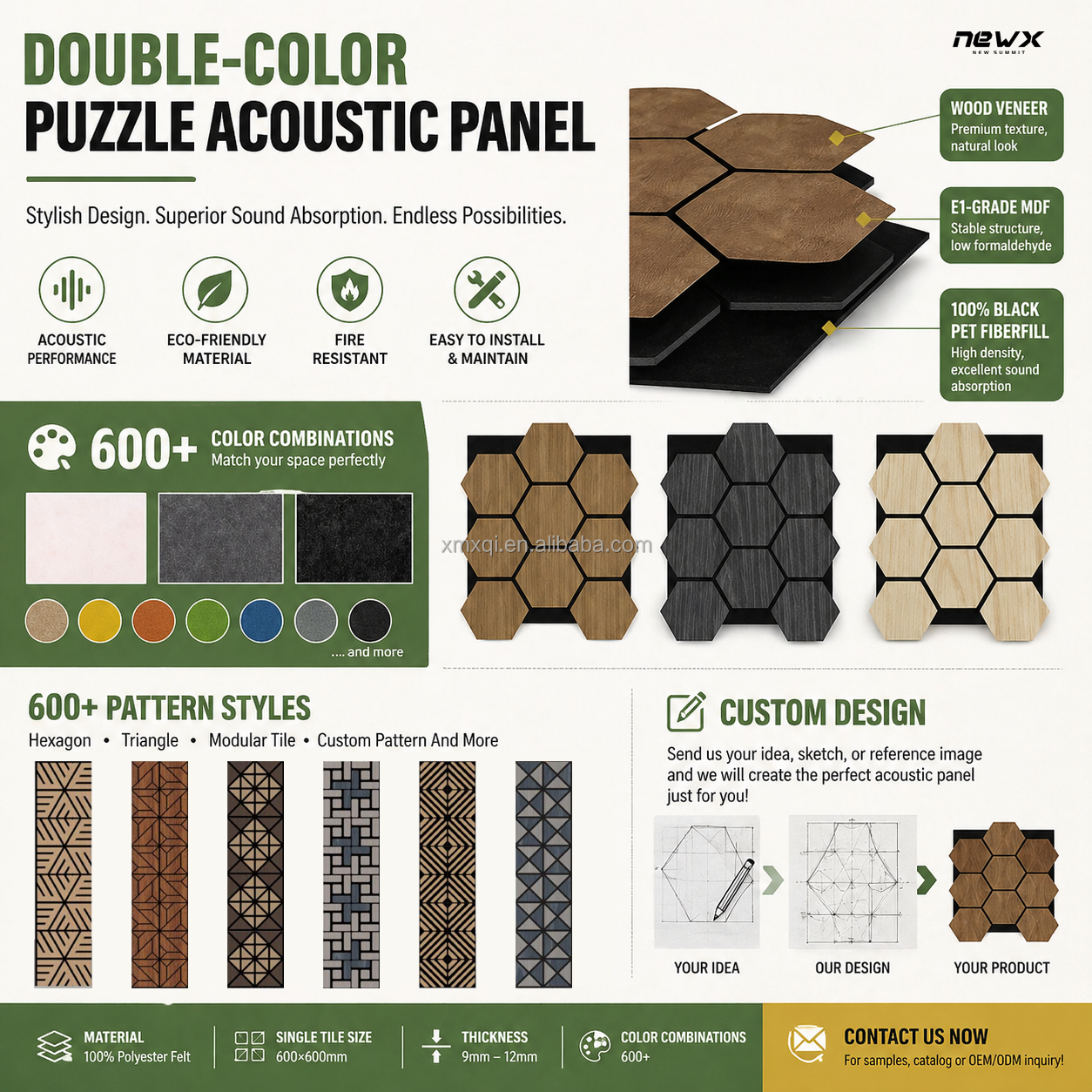 Panel acústico con patrón personalizado