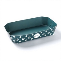 Op maat gemaakte kartonnen bootvormige wegwerpverpakkingen van kraftpapier met reliëf, voor voedselverpakkingen & trays, vers fruitverpakkingen, OEM