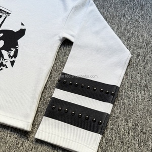 High Quality Dtg Print Graphic <b>Thermal</b> Waffle <b>Long</b> Sleeved Shirtv Men Custom Heavyweight Oversize <b>White</b> Waffle Knit <b>Long</b> <b>Sleeve</b> - Product Image 5