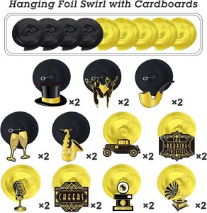 Décorations de fête des années <span class=keywords><strong>20</strong></span>, guirlandes suspendues noires et dorées pour <span class=keywords><strong>anniversaire</strong></span>, mariage vintage jazz, fournitures de fête - Product Image 3