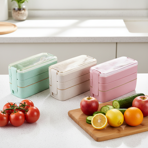 3-in-1 900ML Japanese <strong>Bento</strong> <strong>Box</strong> for Adults Cute Style Microwaveable Meal Prep Container Triple-Tier BPA Free Eco-Friendly - Product Image 1