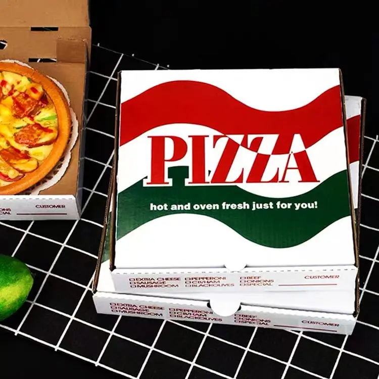 Одноразовая коробка для пиццы с логотипом на заказ, картонная упаковка для пиццы на вынос
