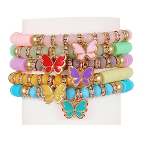 Pulsera con colgante de mariposa y flor colorida, joyería bohemia de arcilla polimérica para mujer, pulseras con dijes de cristal para regalo - Product Image 5