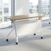 Table de formation modulaire multifonctionnelle moderne en bois et métal, extensible et pliable, avec roulettes pour salle de sport, cours et conférences