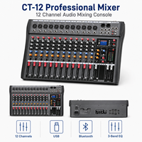 Console de mixage audio professionnelle 12 canaux avec effets intégrés, égaliseur 3 bandes, construction métallique pour DJ, enregistrement et performance scénique