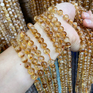 Натуральные бусины из цитрина, круглые, полубусины, для браслетов, аксессуары для рукоделия, оптом - Product Image 4