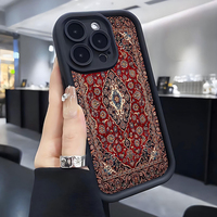 Coque de téléphone portable antichoc en TPU avec motif floral totem rouge et design d'objectif en échelle pour iPhone 12 13 14 15 16 17 18 Pro Max