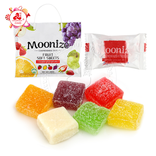 Mooniz Cube Shaped Assorted Fruit Flavors Soft Sweets Fruit Soft Chew Candy