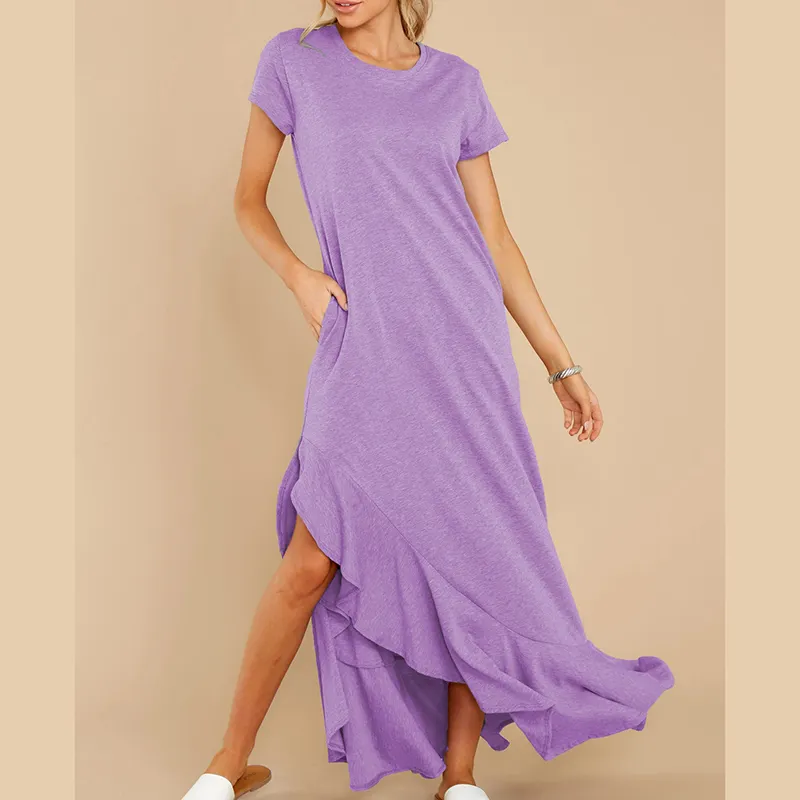 Kustom 2024 gaun selutut motif Digital, gaun pantai musim panas tanpa lengan baru longgar/