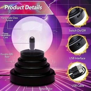 Personalizar diseño USB alimentado Magic Globe lámpara eléctrica sensible al tacto brillante bola de luz de <span class=keywords><strong>plasma</strong></span> - Product Image 5
