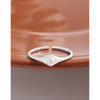Bague minimaliste coréenne en argent pour homme avec perle, bijou de mode, bague ouverte en forme géométrique avec perle