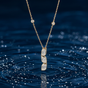 Colgante de Diamante en Oro Amarillo de 14K/18K, Diamante Cultivado en Laboratorio, Corte Llama, con Detalles Redondos, para Mujer, Regalo de Boda, Joyería Fina - Product Image 1