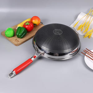 Poêle à frire <span class=keywords><strong>en</strong></span> nid d'abeille <span class=keywords><strong>en</strong></span> acier inoxydable <span class=keywords><strong>18</strong></span>/<span class=keywords><strong>10</strong></span> de qualité alimentaire, poêle à <span class=keywords><strong>Wok</strong></span> antiadhésive avec une seule poignée - Product Image 5