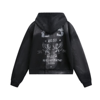 Sweat à capuche zippé personnalisable pour homme, style hip-hop streetwear, OEM, 100% coton, délavé, imprimé lettres dégradées, effet vintage