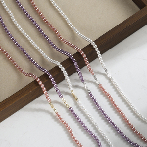 Collar de Perlas de Concha RINNTIN PSN09 al por Mayor, Collar con Cuentas Chapado en Oro de 14K, Collar con Dijes de Plata de Ley 925 para Mujer - Product Image 6