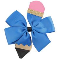 Accessoires pour enfants : Barrette à cheveux en tissu côtelé de 5 pouces, faite à la main, avec nœud style crayon, pour la rentrée scolaire, coiffe pour bébé