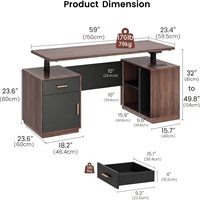 Elektrischer Langlebiger Holz-Stehschreibtisch mit Schubladen & Aktenschrank Home-Office Chefschreibtisch Sitz-Steh-Schreibtisch