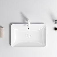 Premium 1280 ° Vasque ovale en céramique émaillée à poser pour meuble de salle de bain, idéale pour la rénovation de vanités d'hôtels de luxe
