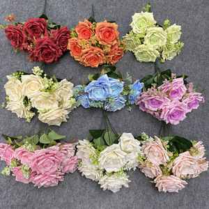 Flores Queyiyi, Rosa Artificial de 7 Cabezas, Color Morado, Azul y Blanco, Decoración de Interiores, Adorno para Sala de Estar y Bodas - Product Image 4