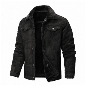 Giacca a vento invernale da <span class=keywords><strong>uomo</strong></span> all'ingrosso <span class=keywords><strong>con</strong></span> collo di <span class=keywords><strong>pelliccia</strong></span>, cappotto da motociclista per moto spesso caldo, taglie forti Casual Outwear - Product Image 4
