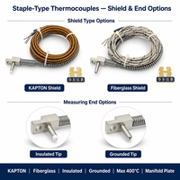 Thermocouple à broches HUADONG disponible avec deux options de câblage : blindage en polyimide et blindage en fibre de verre K/E/J