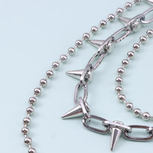 Cadena de cintura Punk con púas de aleación de zinc, accesorio de moda para fiesta, estilo Hip Hop Rock, color blanco K, de una sola vuelta. - Product Image 4