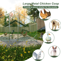 Grand poulailler en métal, poulailler sans rendez-vous, cage d'enclos en fil galvanisé pour poules de volaille (10 'L X 20' W X 6.56 'H)