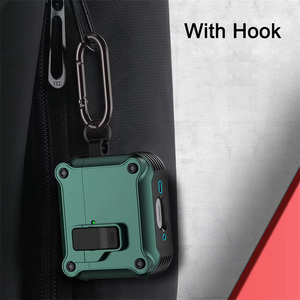 Funda Protectora de Interruptor Magnético para Auriculares para <span class=keywords><strong>AirPods</strong></span> 4, para <span class=keywords><strong>AirPods</strong></span> 1, 2, 3 / Pro 2, Cubierta Tipo Armadura de TPU+PC de Alta Resistencia + Gancho - Product Image 5