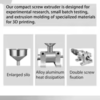 Extrudeuse à vis simple miniature pour le moulage par injection de plastique, vis de 16 mm, barillet de 280 mm, buse de 1,75 mm, matériau de la vis