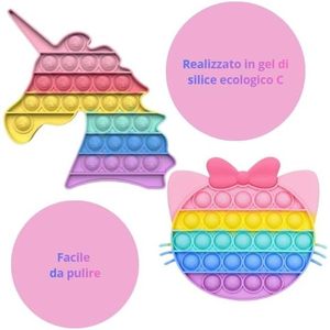 Jouets sensoriels licorne à bulles (28 bulles chacun) en silicone, portables, mignons, forme de dessin animé, Italie SC ECOMMERCE - Product Image 4