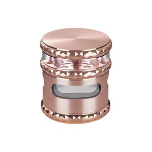Moulin à herbes sèches personnalisé en gros, broyeur à tabac et épices 63mm, 4 couches, en alliage de <span class=keywords><strong>zinc</strong></span>, bord diamanté, fenêtre transparente pour accessoires - Product Image 5