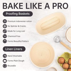 Proofing Basket Bread <b>Set</b> Sourdough Starter <b>Set</b> - Includes 2 Bread Proofing Baskets Bread <b>Baking</b> Accessories Complete <b>Set</b> for - Product Image 2