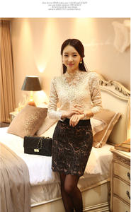 Nuove donne pizzo all'uncinetto scava fuori top camicette e <span class=keywords><strong>camicie</strong></span> a maniche lunghe <span class=keywords><strong>di</strong></span> perle camicetta Casual femminile taglie forti - Product Image 3