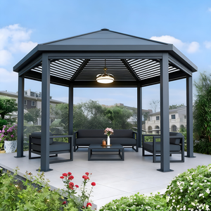 Gazebo de Aleación de Aluminio para Exteriores con Techo de Láminas Ajustables para Jardín, <span class=keywords><strong>Patio</strong></span> o Terraza - Product Image 1
