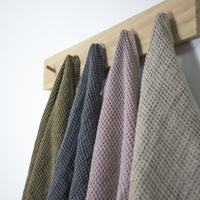 Hammam américain 390gsm vert OEKO-TEX taille personnalisée beaucoup de couleurs doux bio français gaufre pur lin serviette de bain