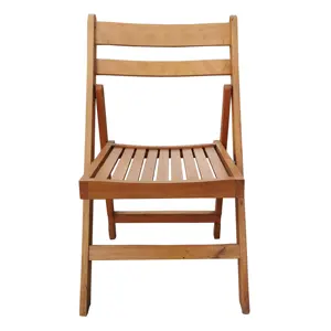 Sunzo kursi lipat kayu Solid luar ruangan, untuk berkemah, pesta, piknik, dan ruang makan