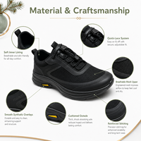 Chaussures décontractées pour hommes, basses, noires, en maille, à lacets élastiques avec fermeture à bouton-pression, semelle épaisse, inserts jaunes et languettes de traction