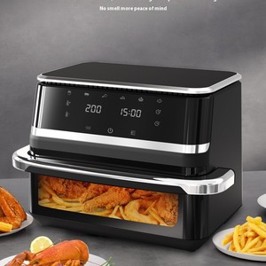 <span class=keywords><strong>Friteuse</strong></span> à air numérique intelligente 10L à <span class=keywords><strong>double</strong></span> panier, sans huile, en acier inoxydable, avec contrôle numérique, four électrique domestique multifonctionnel et visualisation - Product Image 1