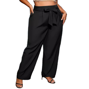 Pantalones de vestir de verano para mujer, estilo europeo-americano, nuevos, informales para el trabajo, rectos, tallas grandes, con cremallera, lisos teñidos. - Product Image 1