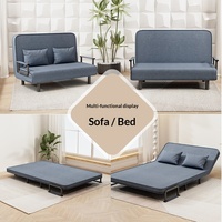 Canapé-lit métallique moderne et minimaliste pour petits espaces, multifonctionnel, simple, double, en tissu amovible et lavable, pliable, pour salon