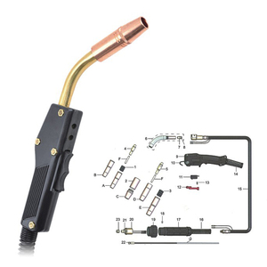 Antorcha de Soldadura <span class=keywords><strong>MIG</strong></span> <span class=keywords><strong>Tweco</strong></span> con Certificado CE UWELD, 350A, Refrigerada por Gas CO2, Tipo <span class=keywords><strong>Tweco</strong></span> - Product Image 3