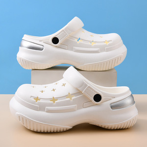 Women's Summer Thick-Soled Crocs White EVA Breathable Non-Slip <b>Clogs</b> With Star Design For Outdoor Wear - Product Image 1