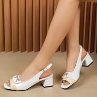 Nouvelle Tendance Mode 2026 – Chaussures de Soirée et de Mariage pour Femme, Sexy, à Bout Ouvert, avec Bride Cheville, Talon Moyen Épais, Idéales pour l'Extérieur