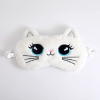 Masque de sommeil élastique en peluche, motif corne mignon, doux et moelleux, cache-yeux fantaisie animal amusant